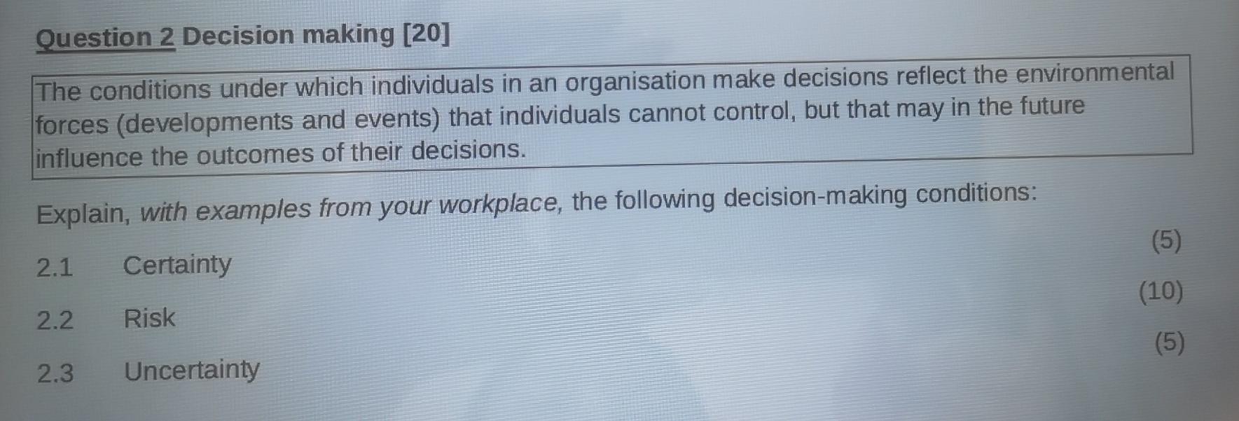 SUBJECT: BUSINESS MANAGEMENT II SECTION B (Old