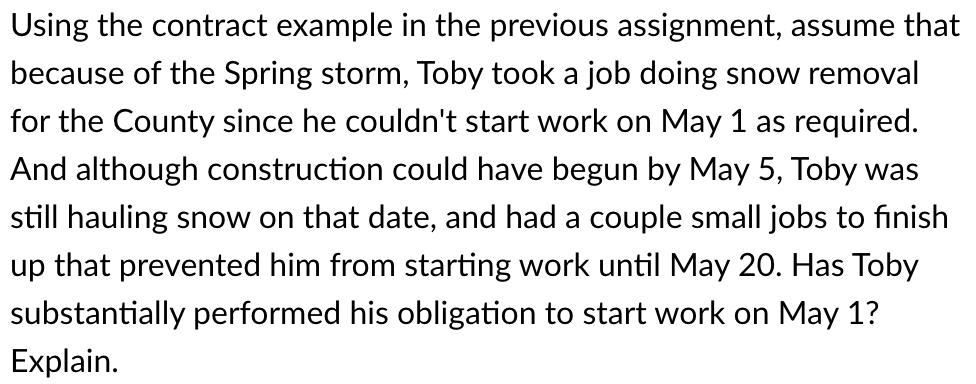 Previous Assignment Details Using the contract