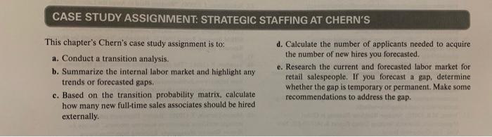 chapter 5 case study : strategic staffing at