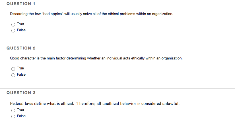 QUESTION 1 Discarding the few "bad apples" will