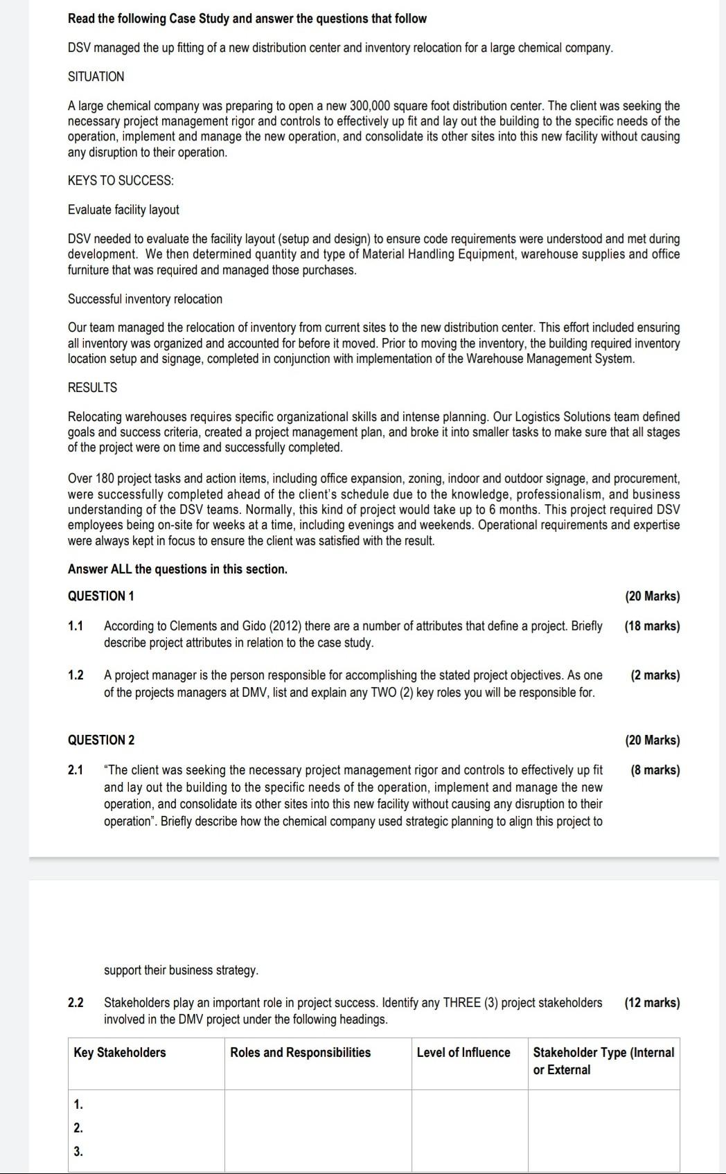 Read the following Case Study and answer the