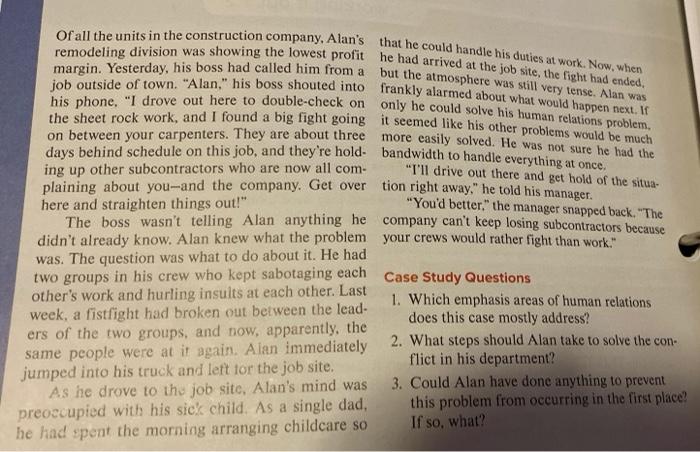 Of all the units in the construction company,