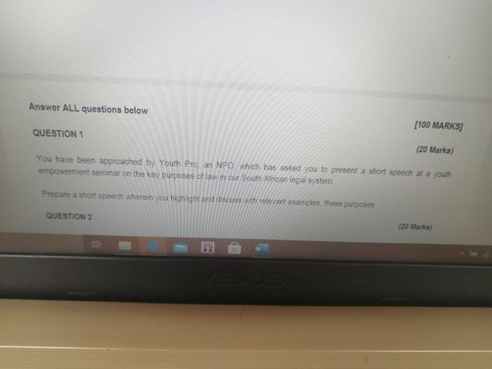 Answer ALL questions below [100 MARKS] QUESTION 1