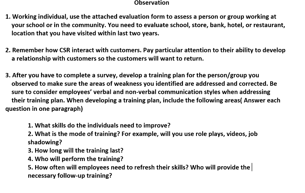 Observation 1. Working individual, use the