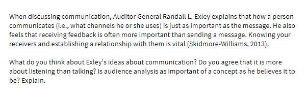 When discussing communication, Auditor General