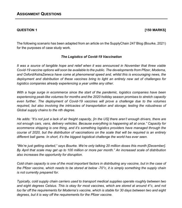 QUESTION 1 [150 MARKS] The following scenario has