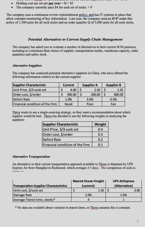 . Holding cost per set per per year=H=$5 The