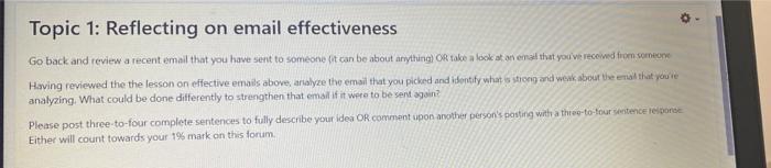 Topic 1: Reflecting on email effectiveness Go