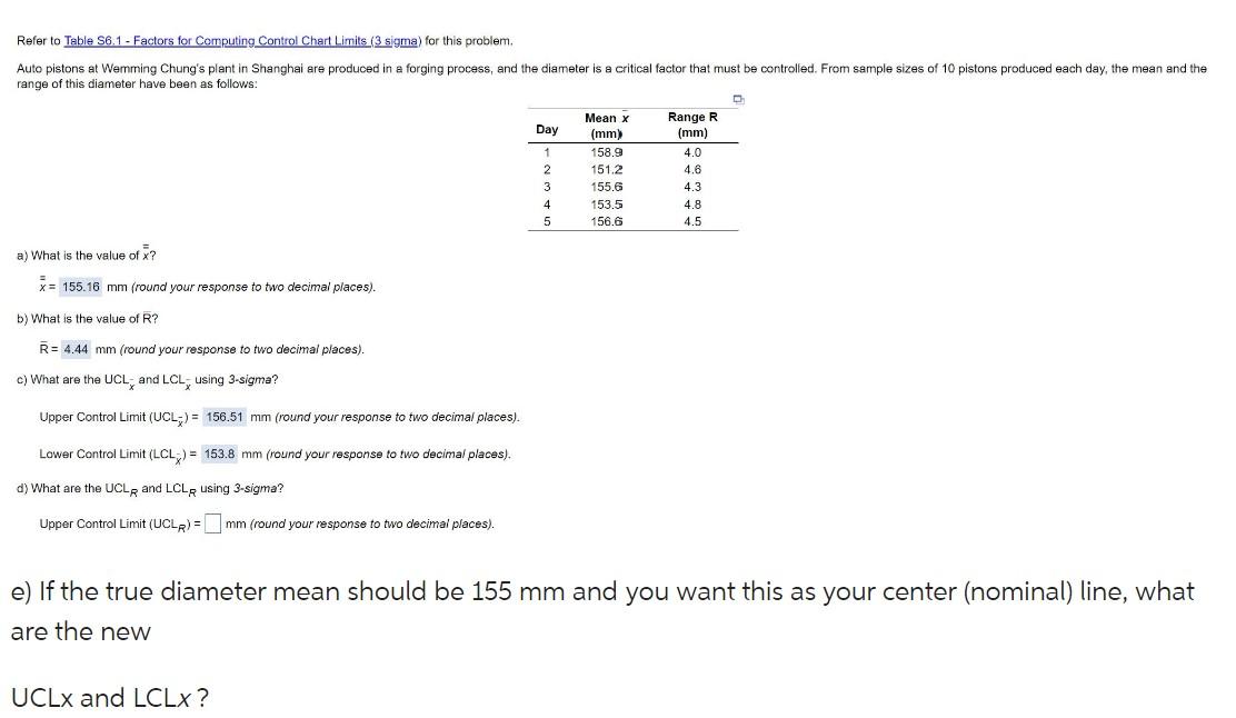 Refer to Table S6.1 - Factors for Computing