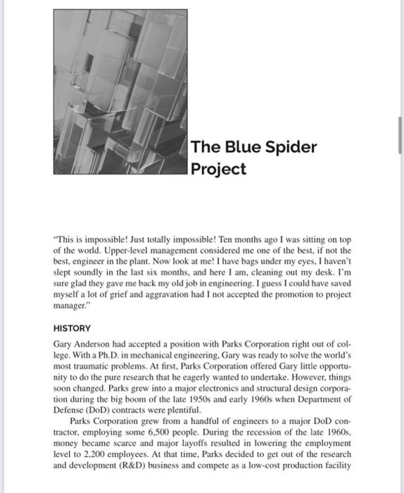 The Blue Spider Project Functional manager:
