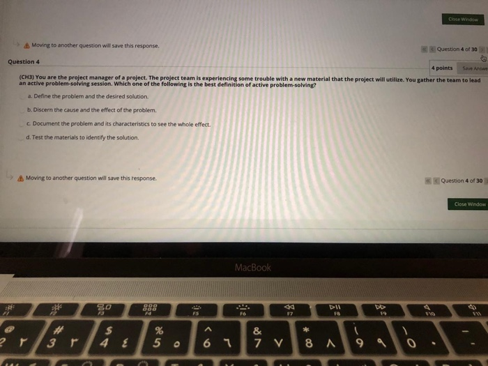 Question Completion Status: A Moving to another