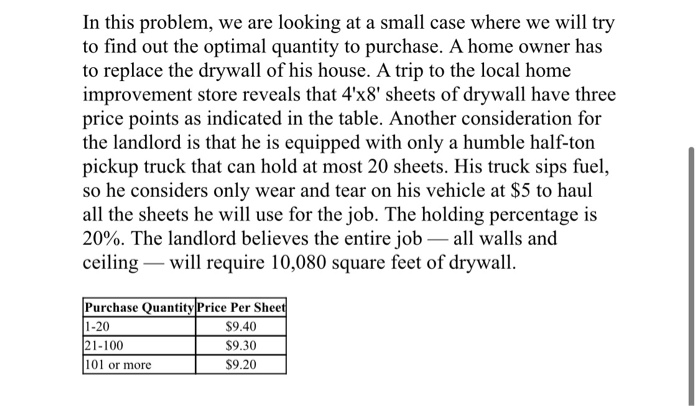 In this problem, we are looking at a small case