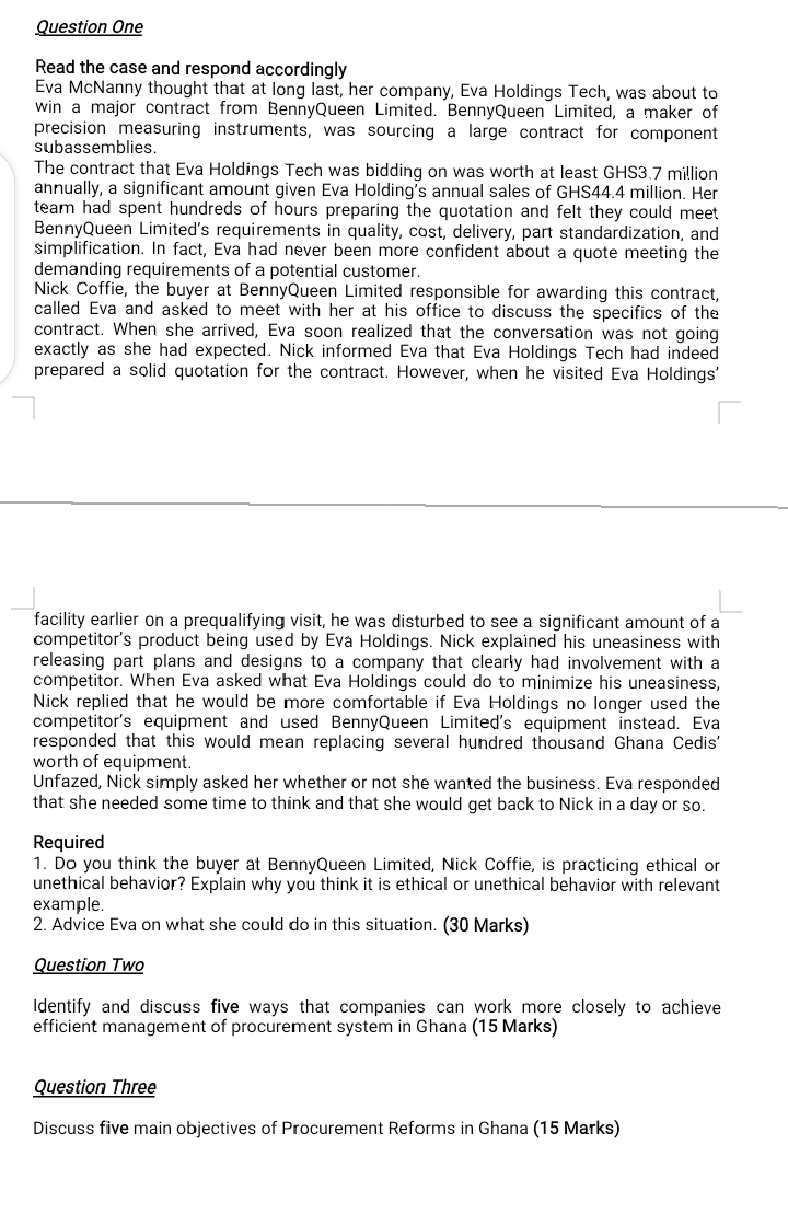 Please help me out... Question One Read the case