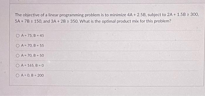 The objective of a linear programming problem is