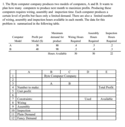 Part (a). What formula should be entered in cell