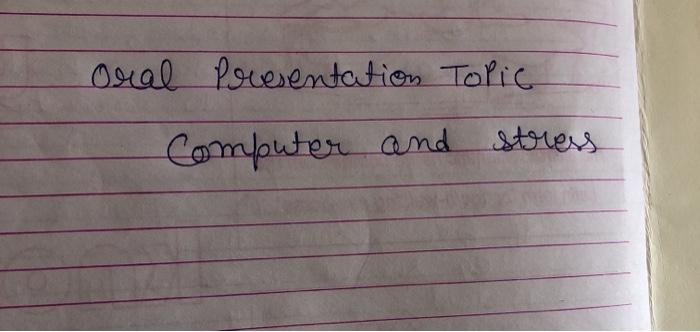 Oral Presentation Outline Presentation Component