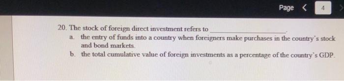 Page < a 20. The stock of foreign direct