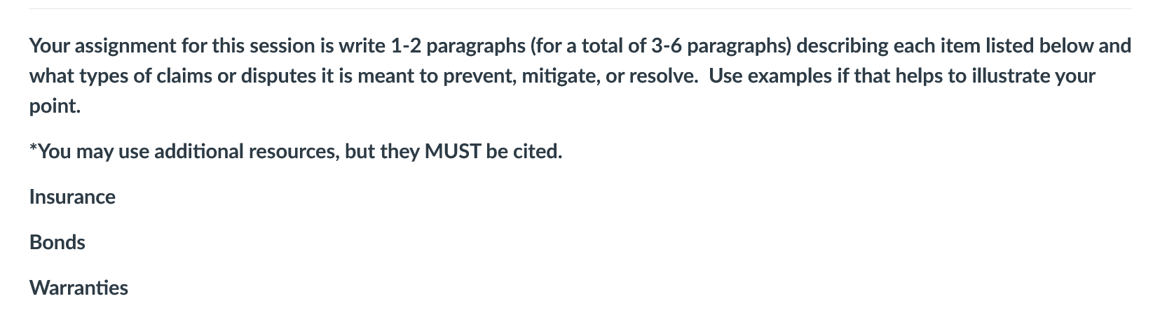 Your assignment for this session is write 1-2
