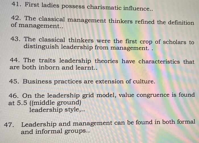 no eplanation needed, just true or false 41.