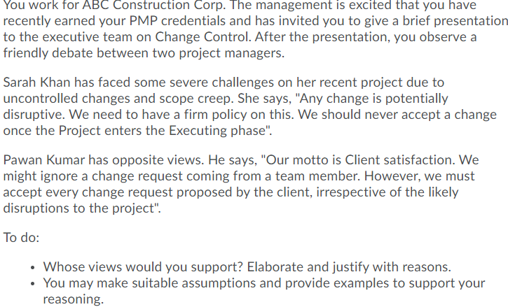 You work for ABC Construction Corp. The