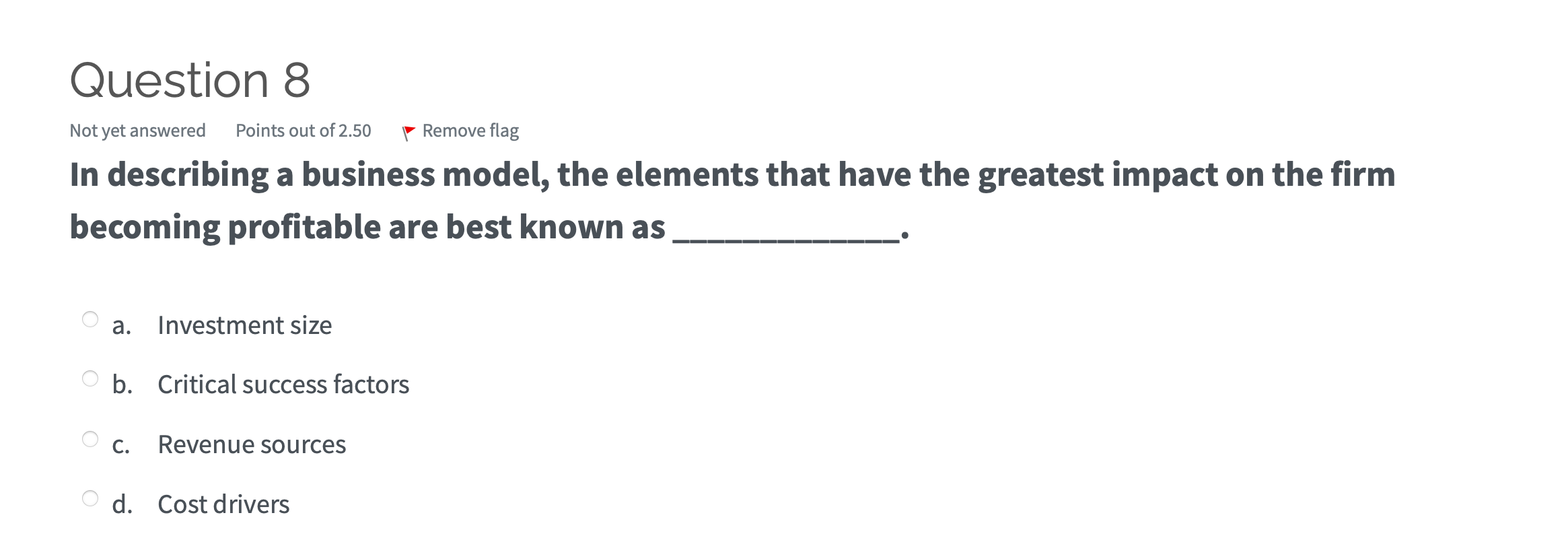 Question 8 Not yet answered Points out of 2.50