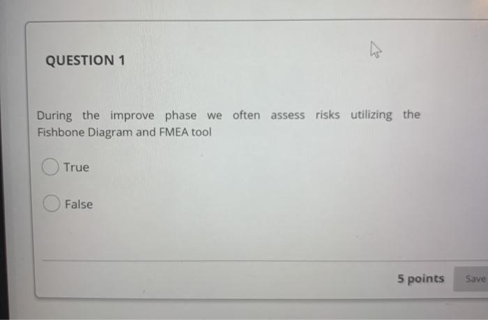 QUESTION 1 During the improve phase we often