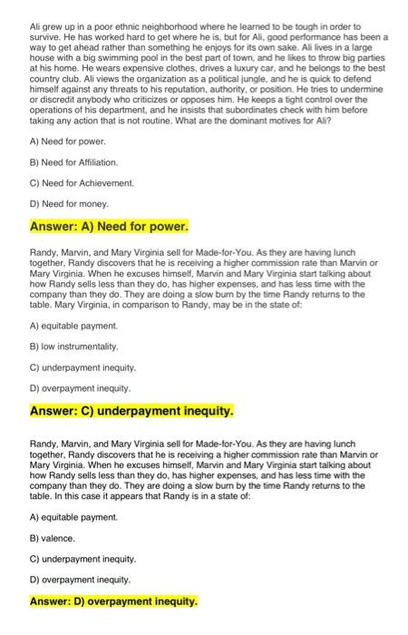 please solve it fast Ali grew up in a poor ethnic