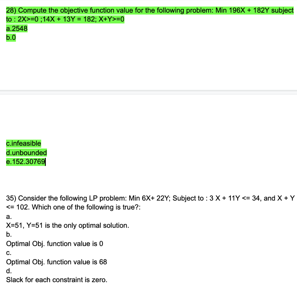 28) Compute the objective function value for the