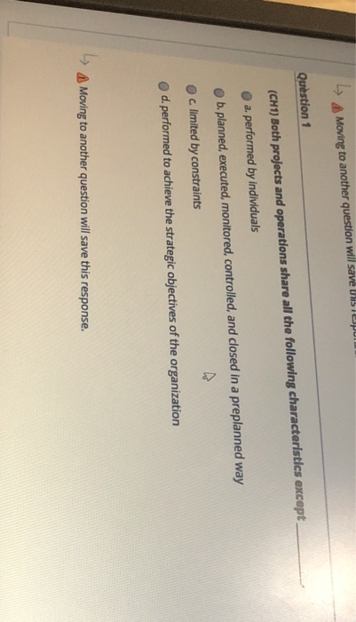 Moving to another question will save III Question