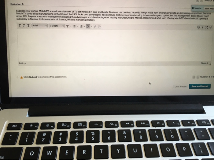 Question 8 20 points Suppose you work at Mobile