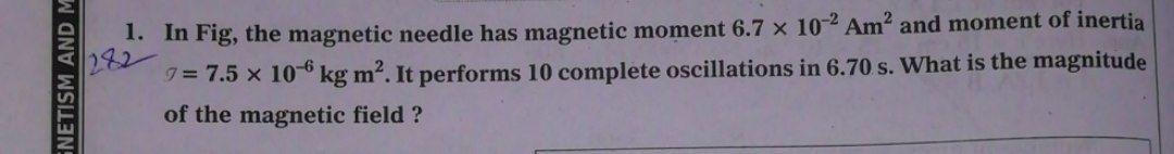 Hi NETISM AND M 1. In Fig, the magnetic needle