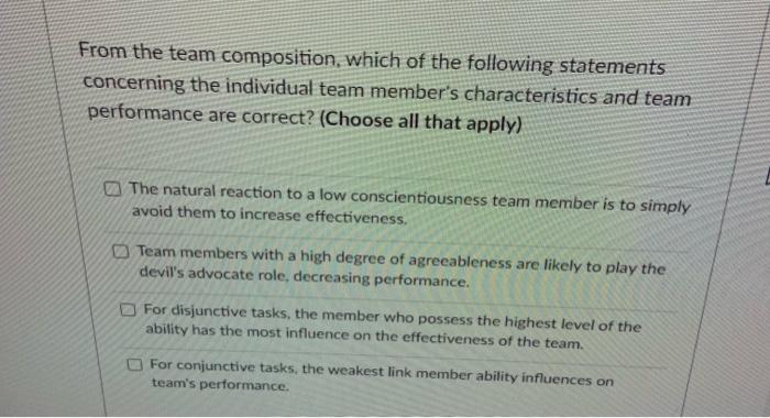 From the team composition, which of the following