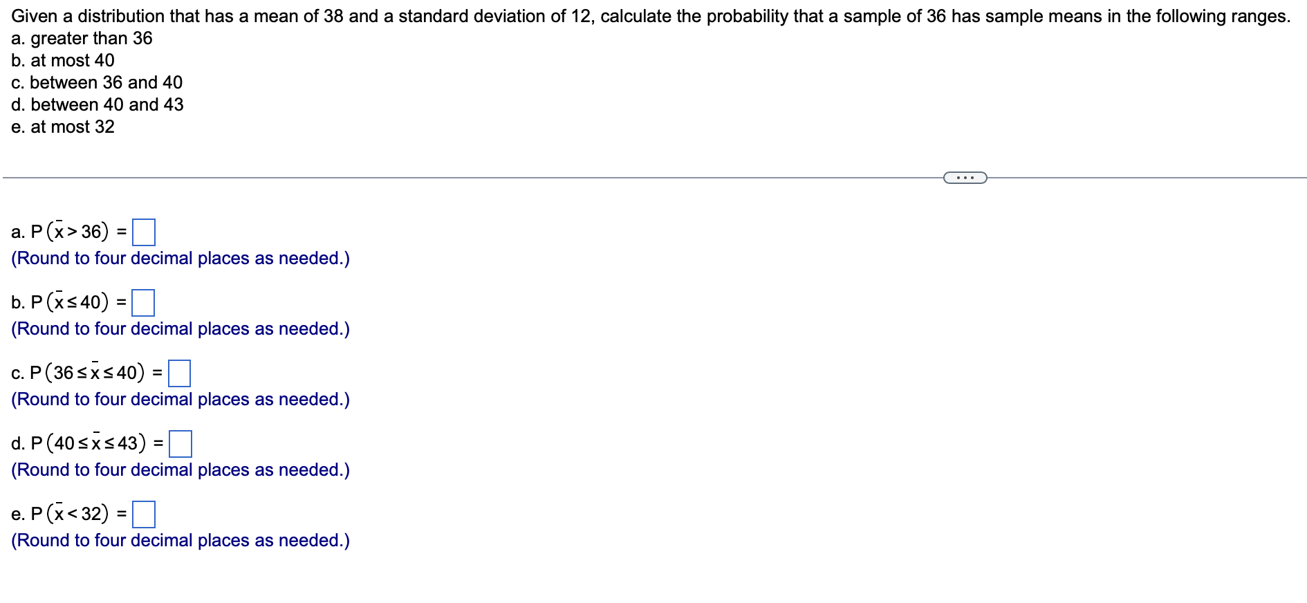 Given a distribution that has a mean of 38 and a