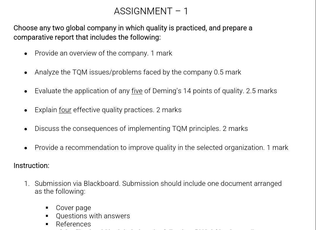 ASSIGNMENT 1 - Choose any two global company in