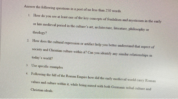 humanities class Answer the following questions