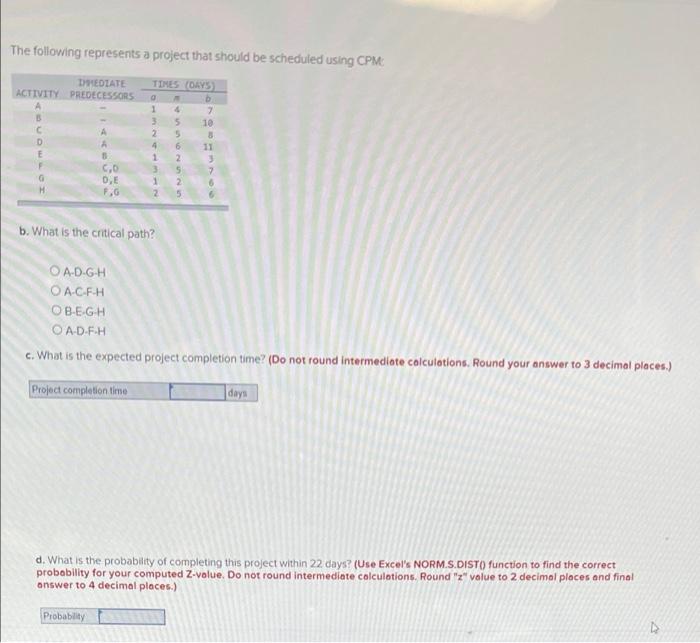 The following represents a project that should be