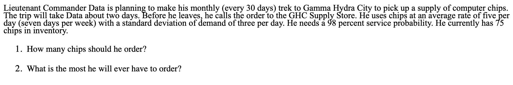 Must be in excel. Please show formula for each