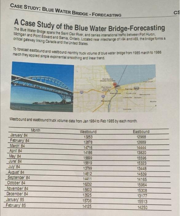 CASE STUDY: BLUE WATER BRIDGE - FORECASTING A