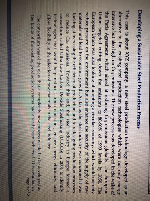 Developing a Sustainable Steel Production Process