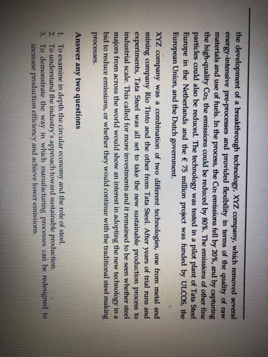 Developing a Sustainable Steel Production Process