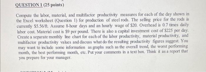 Compute the labor, material, and multifactor