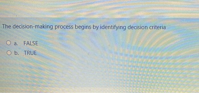 The decision-making process begins by identifying