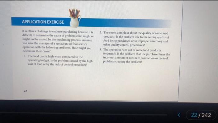 please answer all APPLICATION EXERCISE It is