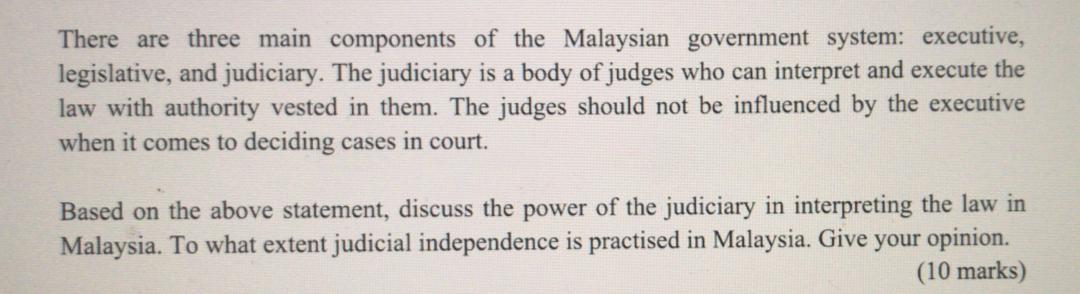 There are three main components of the Malaysian