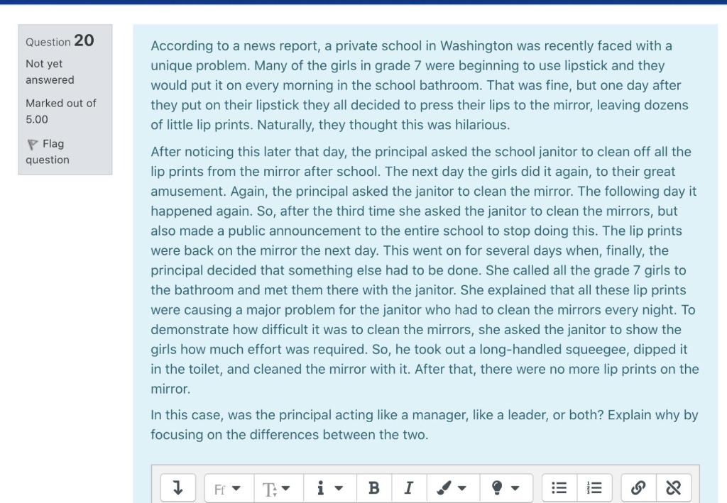 Question 20 Not yet answered Marked out of 5.00 P