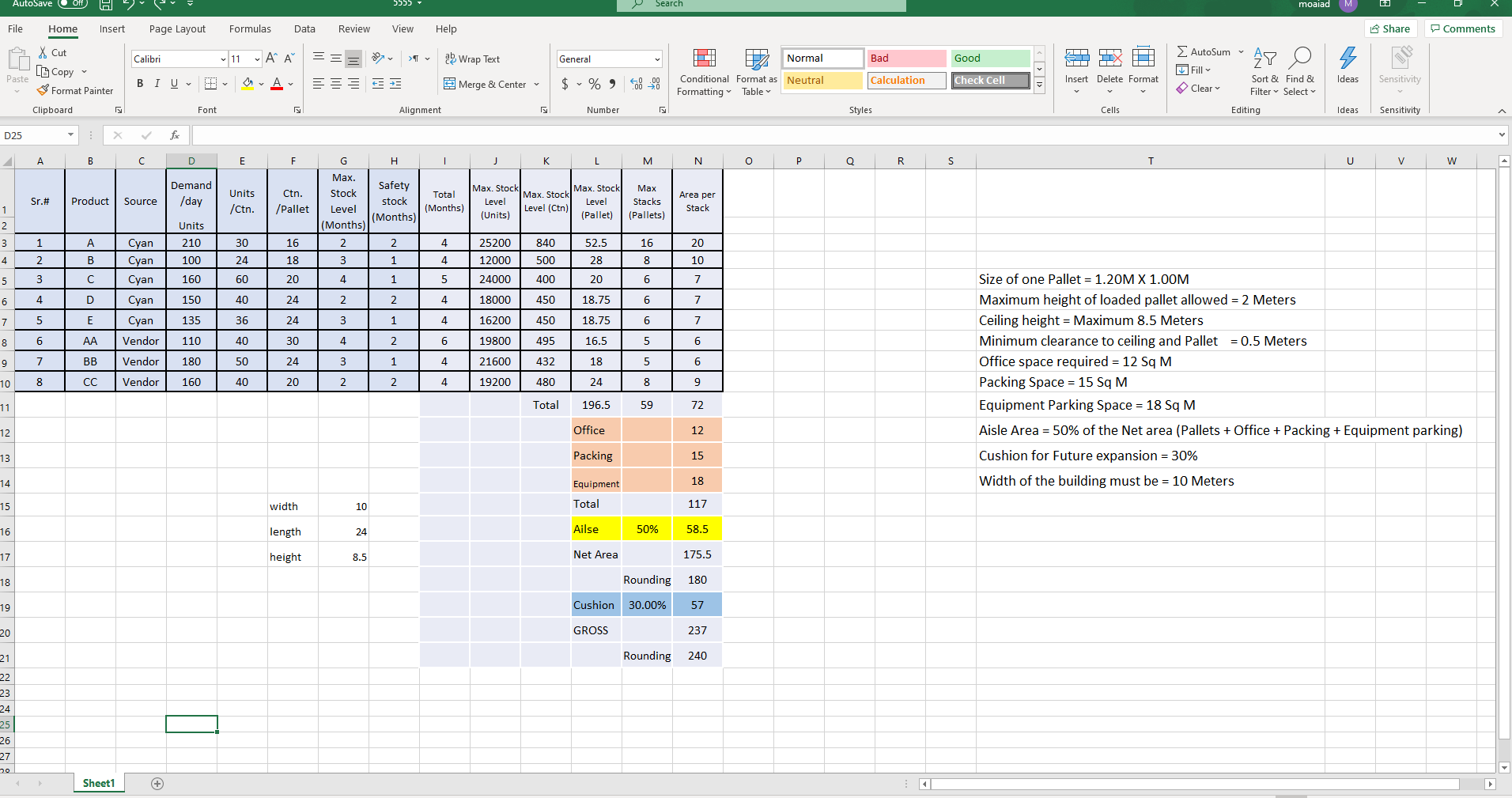 Draw the layout and Design the documents required