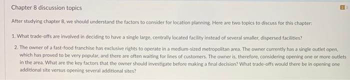 hello please help :) Chapter 8 discussion topics