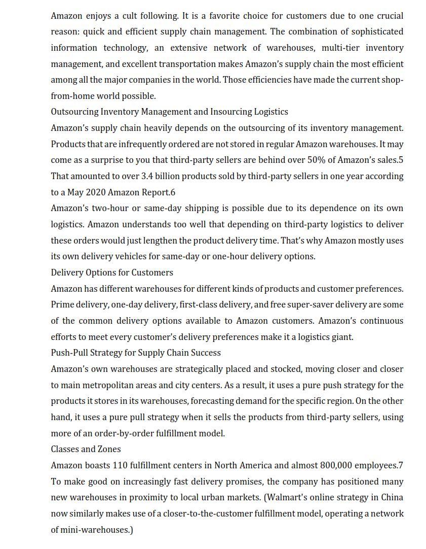 Read the scenario carefully: How Amazon Is