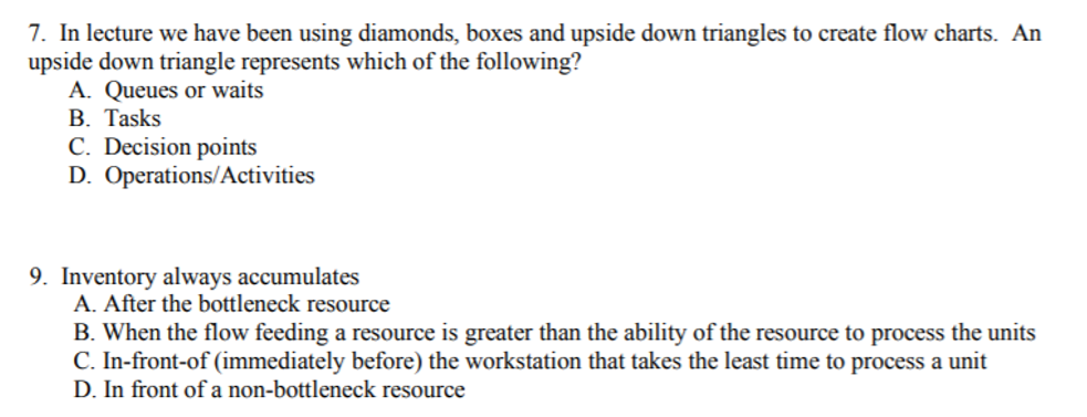 7. In lecture we have been using diamonds, boxes