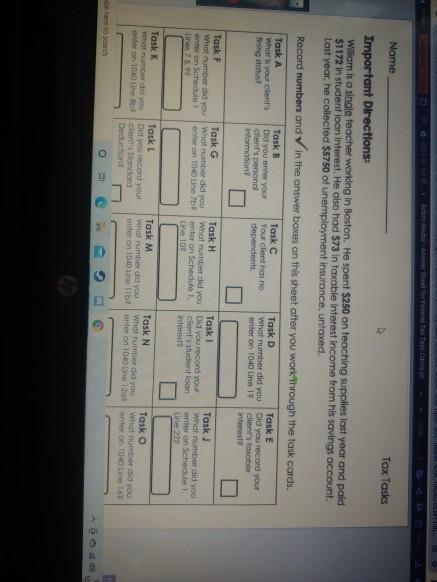 please help Name Tax Tasks Important Directions: